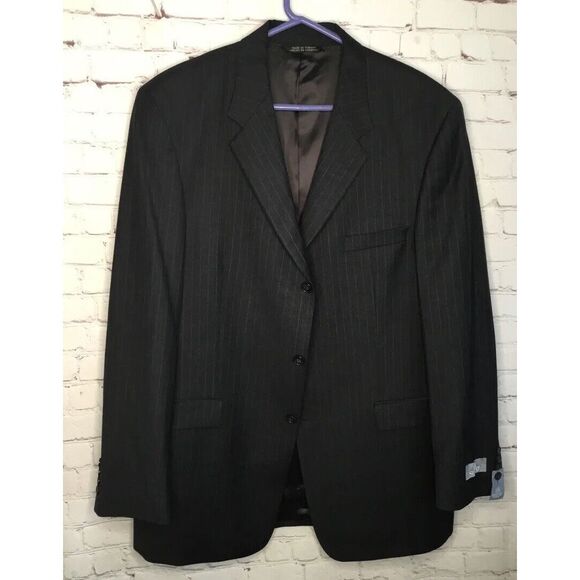 STAFFORD Executive - MEN'S BLACK WOOL BLEND BLAZER JACKET‎ SPORT COAT - SIZE 44L - Picture 1 of 10